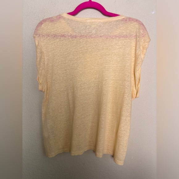 NWT Frame Washed Nude Peach Pink 100% Organic Linen Rolled Muscle T-Shirt S - Picture 9 of 9